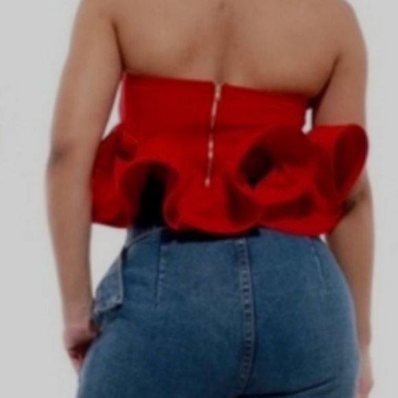 Red Ruffled Top - Picture 4 of 4